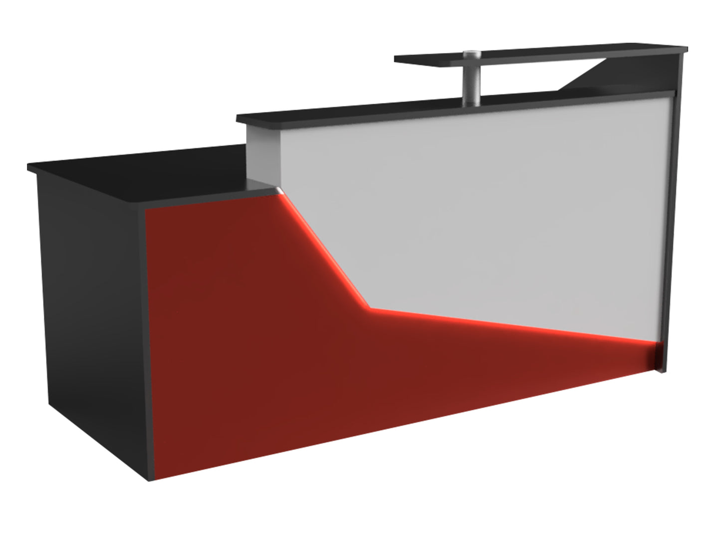 This is the California Reception Desk. It is a clean Modern Reception desk with LED lights. This desk is perfect for any office, retail store, hotel, lobby, and much more.