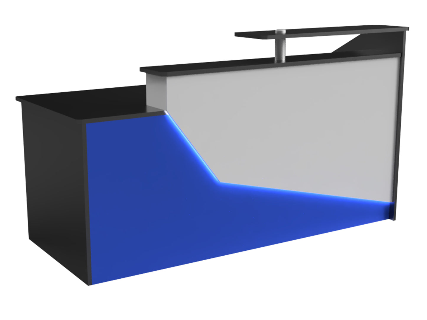 This is the California Reception Desk. It is a clean Modern Reception desk with LED lights. This desk is perfect for any office, retail store, hotel, lobby, and much more.