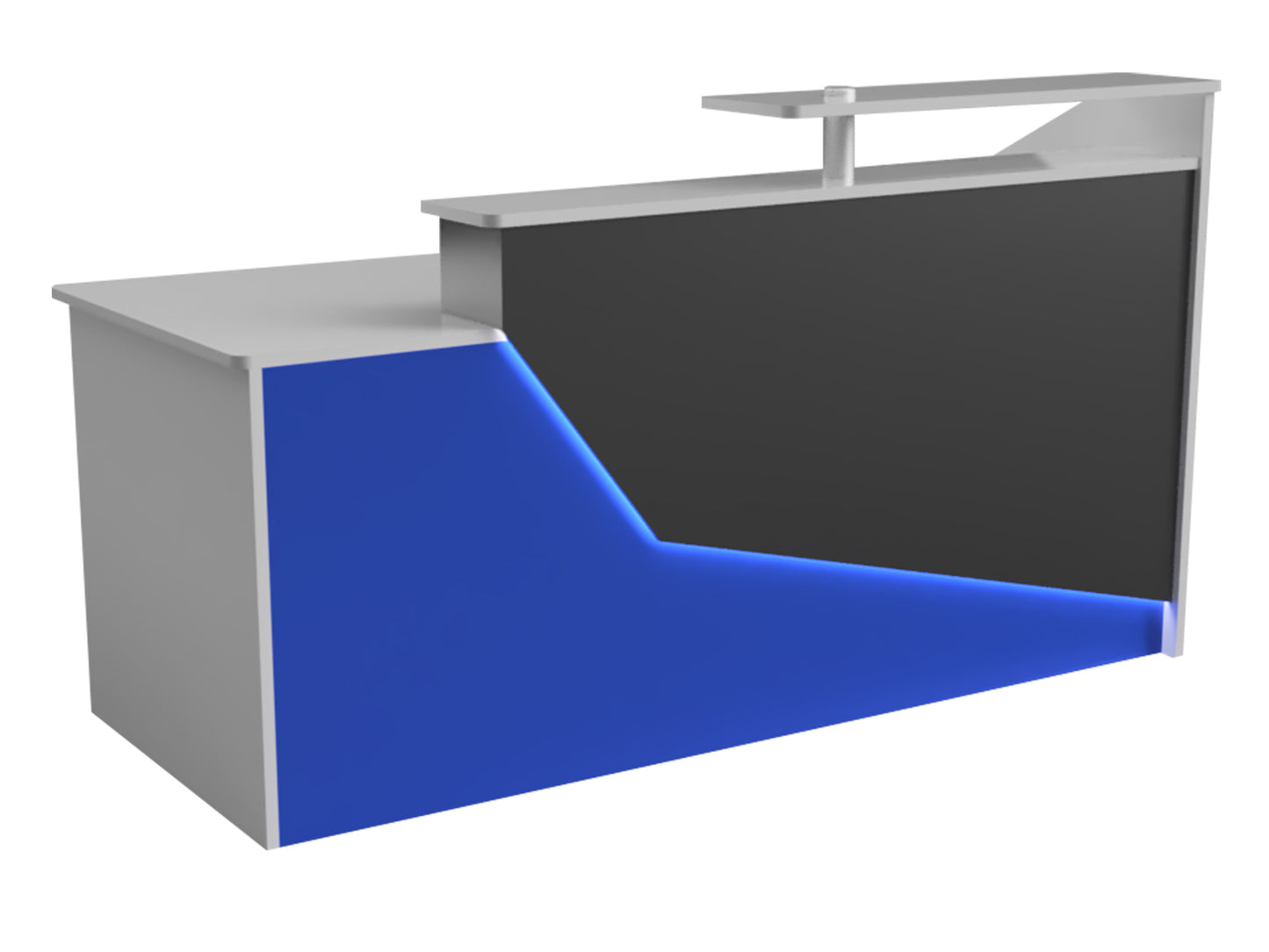 This is the California Reception Desk. It is a clean Modern Reception desk with LED lights. This desk is perfect for any office, retail store, hotel, lobby, and much more.