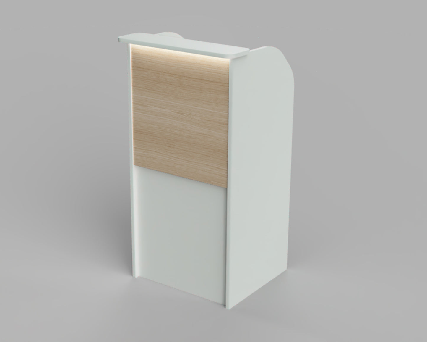 Modern hostess stand in restaurant entrance . Manufactured in Newbury Park California