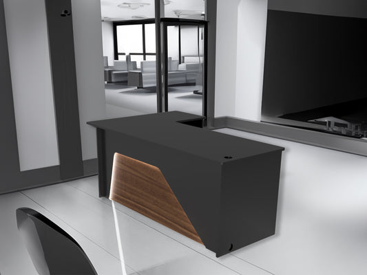 Modern reception desk in modern office made by Reception Counter Solutions in Newbury Park California 