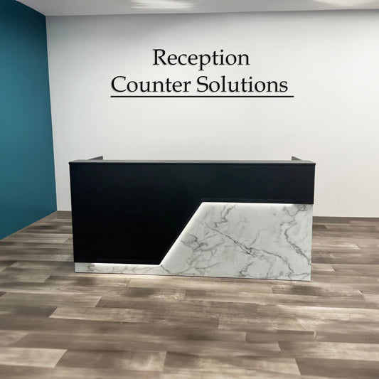 Modern reception desk in Sothern California office 