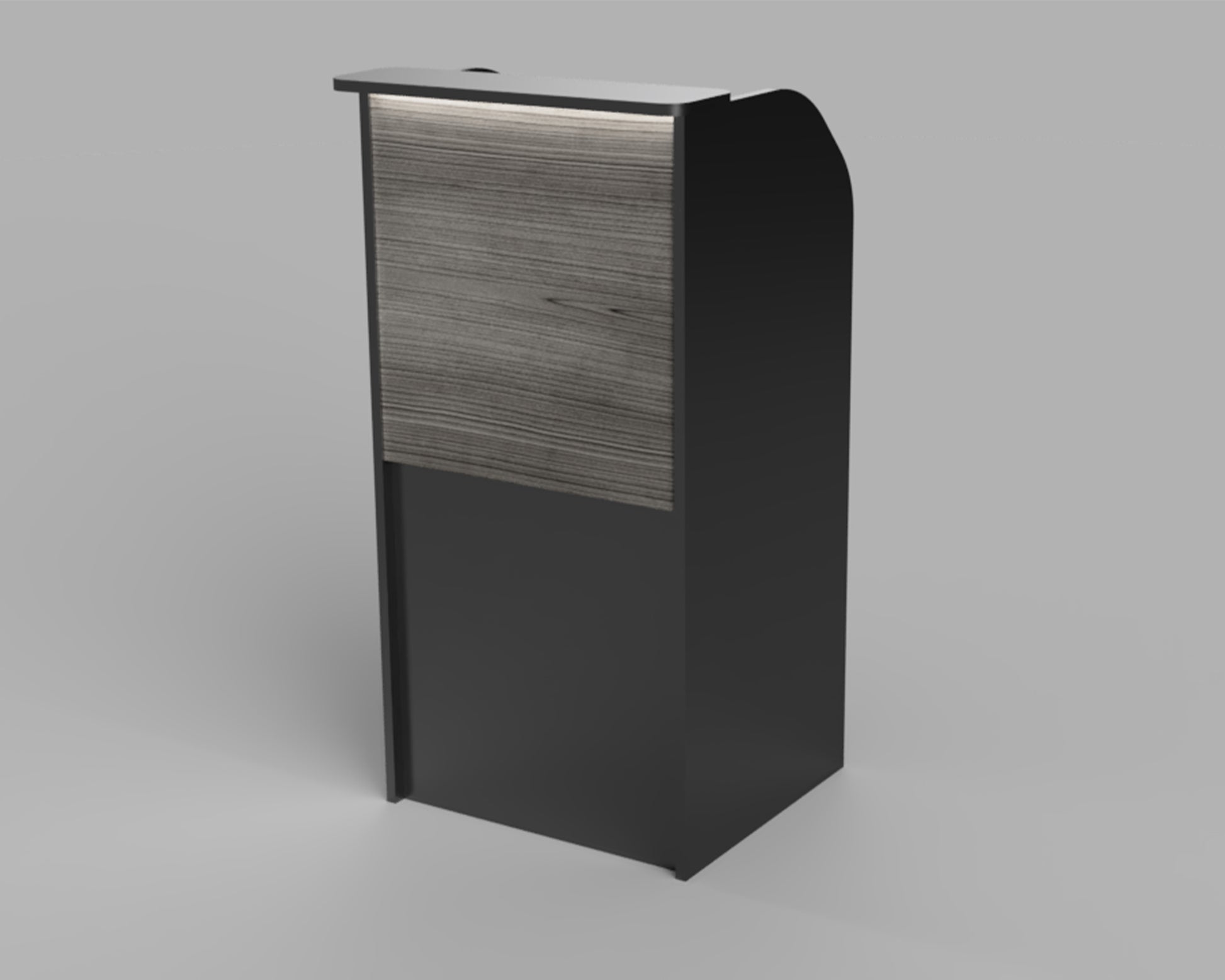 Modern hostess stand in restaurant entrance . Manufactured in Newbury Park California