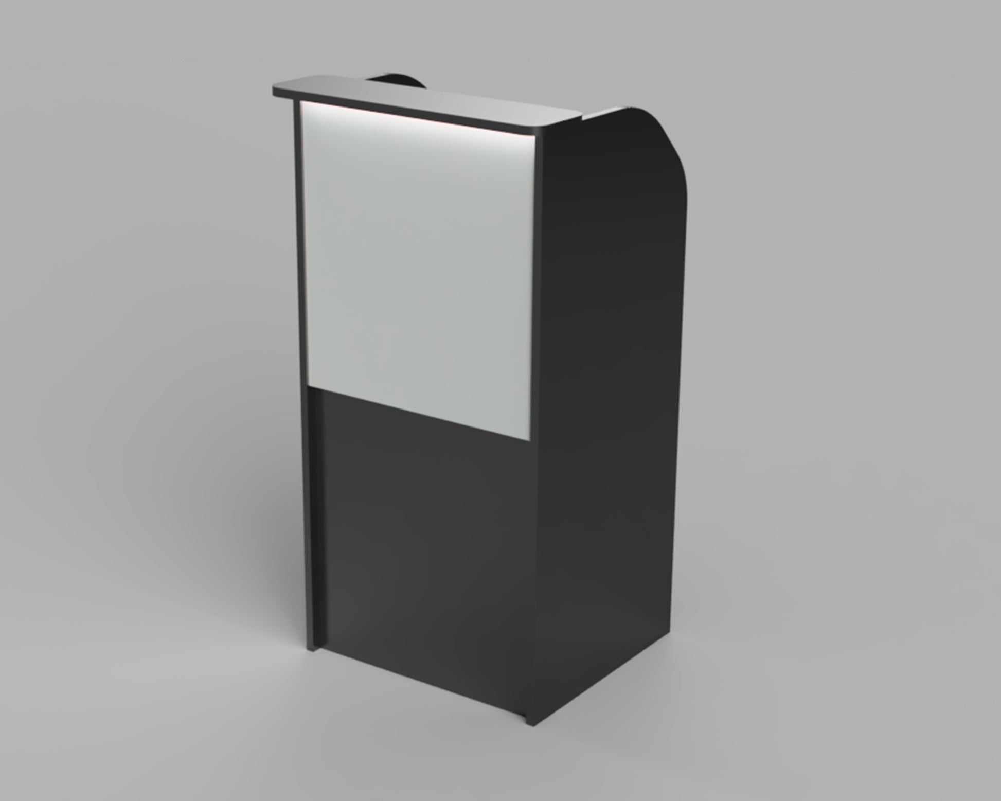 Modern hostess stand in restaurant entrance . Manufactured in Newbury Park California