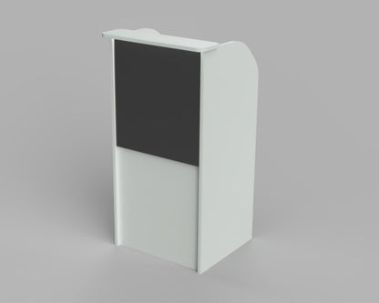 Modern hostess stand in restaurant entrance . Manufactured in Newbury Park California