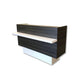 This sleek yet bold reception counter or reception desk has a modern look with a warm feel.
