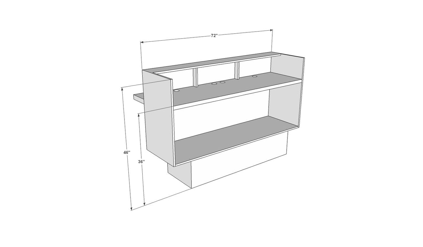 This sleek yet bold reception counter or reception desk has a modern look with a warm feel.