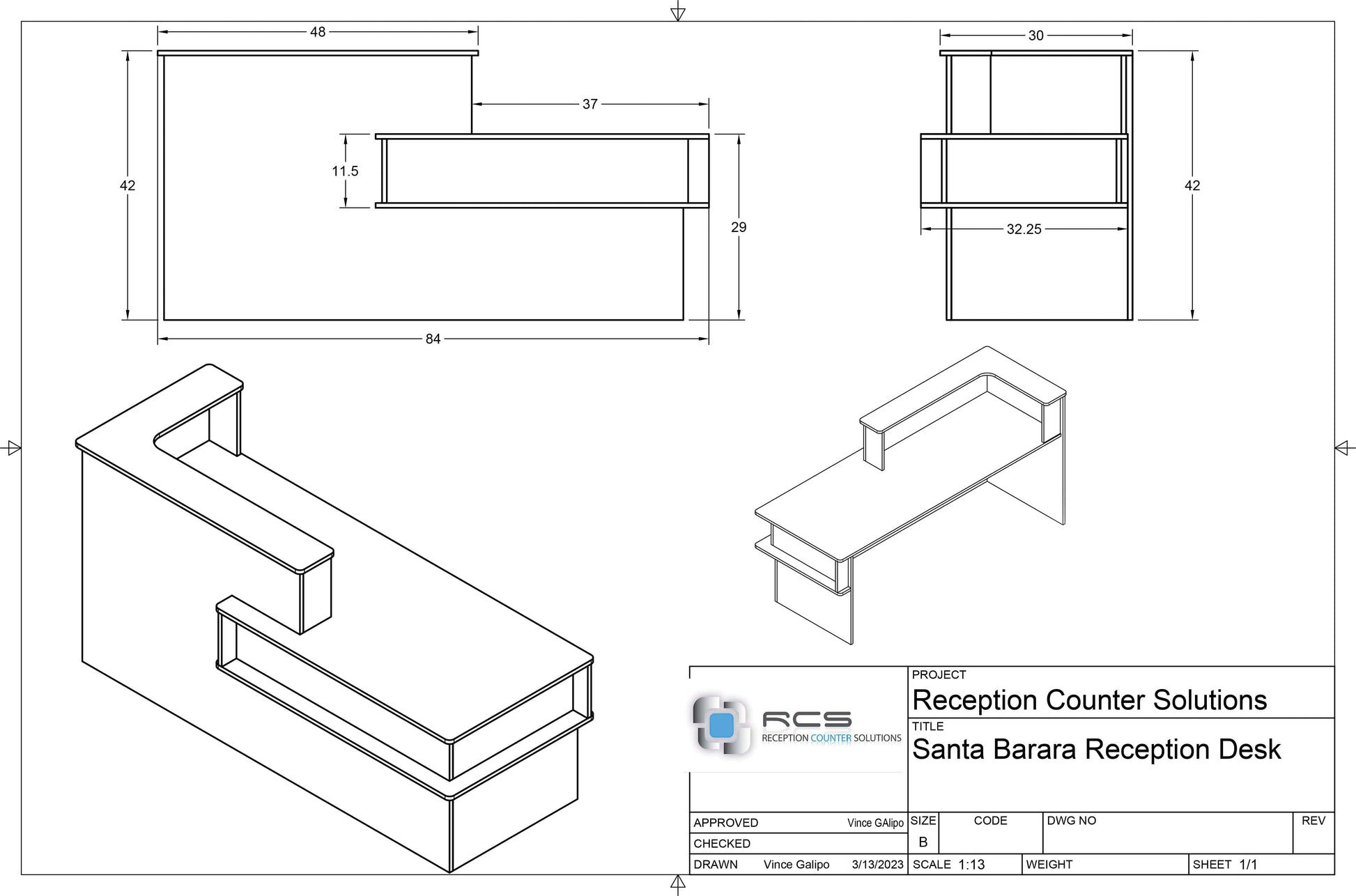 Modern Reception Desk, sales counter, office desk, or front desk. This modern desk is perfect for any office or retail store.