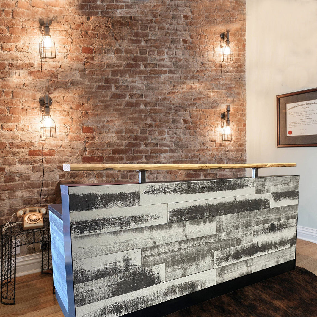 Custom Rustic Industrial Reclaimed Wood Reception Desks – Reception ...