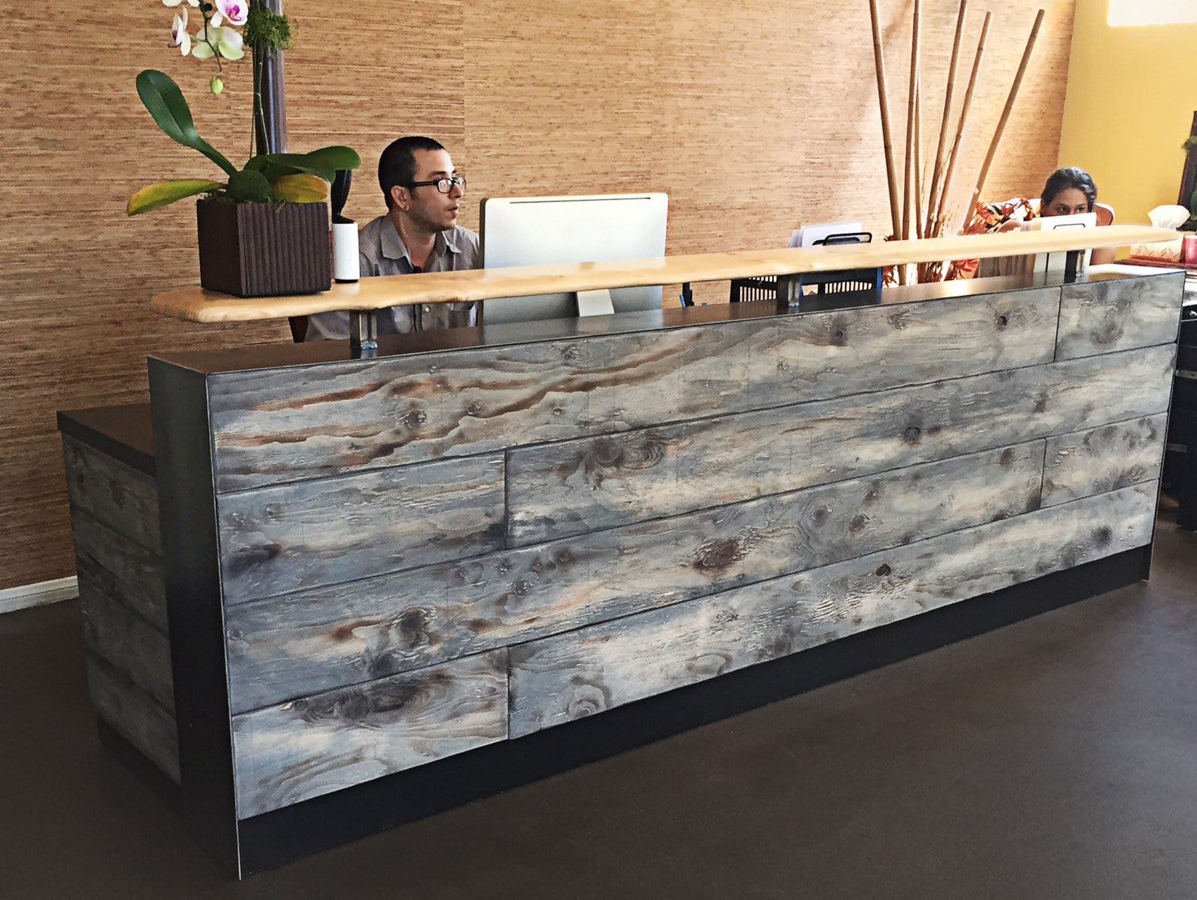 Memphis Reception Desk - Reclaimed wood reception Desk- Rustic Reception Desk